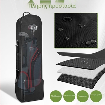 Τσάντα γκολφ για ταξίδι με ρόδες, μονόστρωτη, αναδιπλούμενη νάιλον τσάντα μεταφοράς κλαμπ