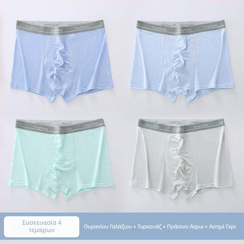 Tong Fanku Boxers για αγόρια από Ice Silk – αναπνεύσιμες, αντιβακτηριακές, χωρίς ραφές, μεσαία μέση, μονόχρωμες