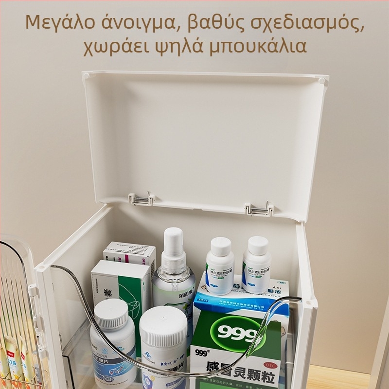 Αναδιπλούμενο κουτί αποθήκευσης φαρμάκων με πολλαπλά διαμερίσματα, διαφανές, μεγάλης χωρητικότητας για οικιακή χρήση