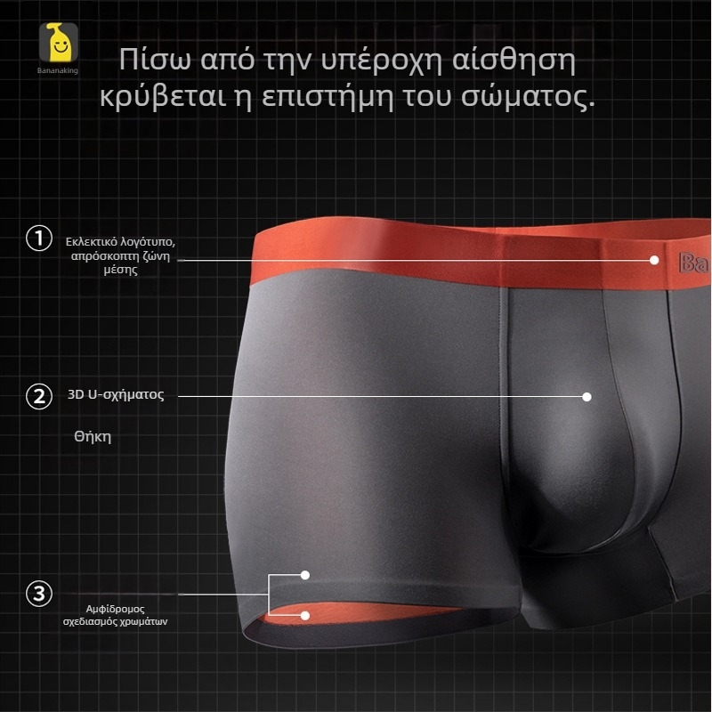 Banana Will Ανδρικά Boxer Briefs από Modal, Μπλε Κρύσταλλο, 3 τεμάχια, Χρωματικό Μπλοκ, Συσκευασία σε Κουτί