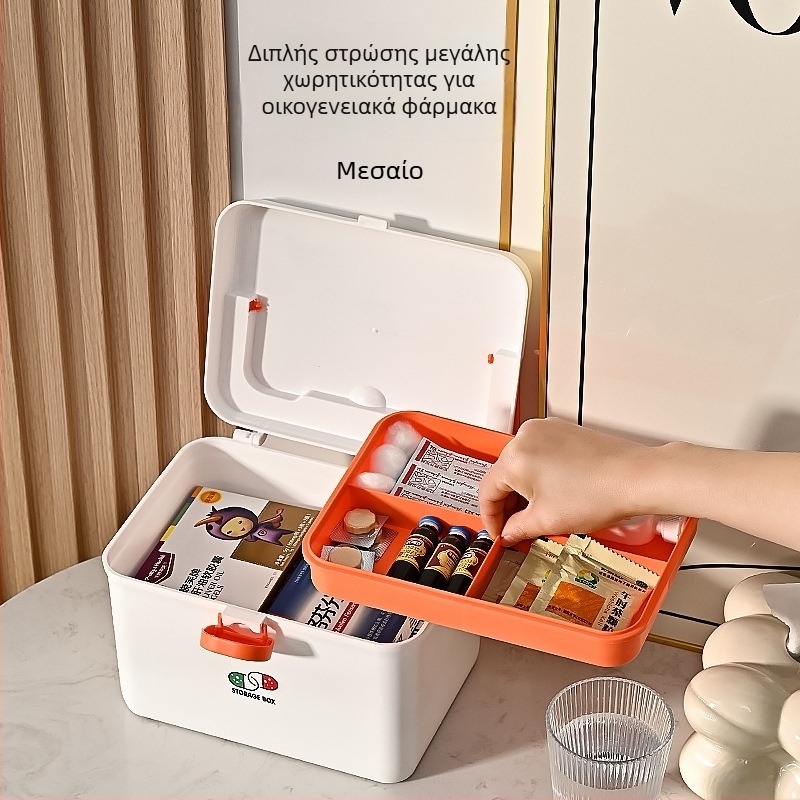 Οικιακή θήκη φαρμάκων με μεγάλη χωρητικότητα, πολλαπλών επιπέδων οργάνωση φαρμάκων, φορητή θήκη πρώτων βοηθειών