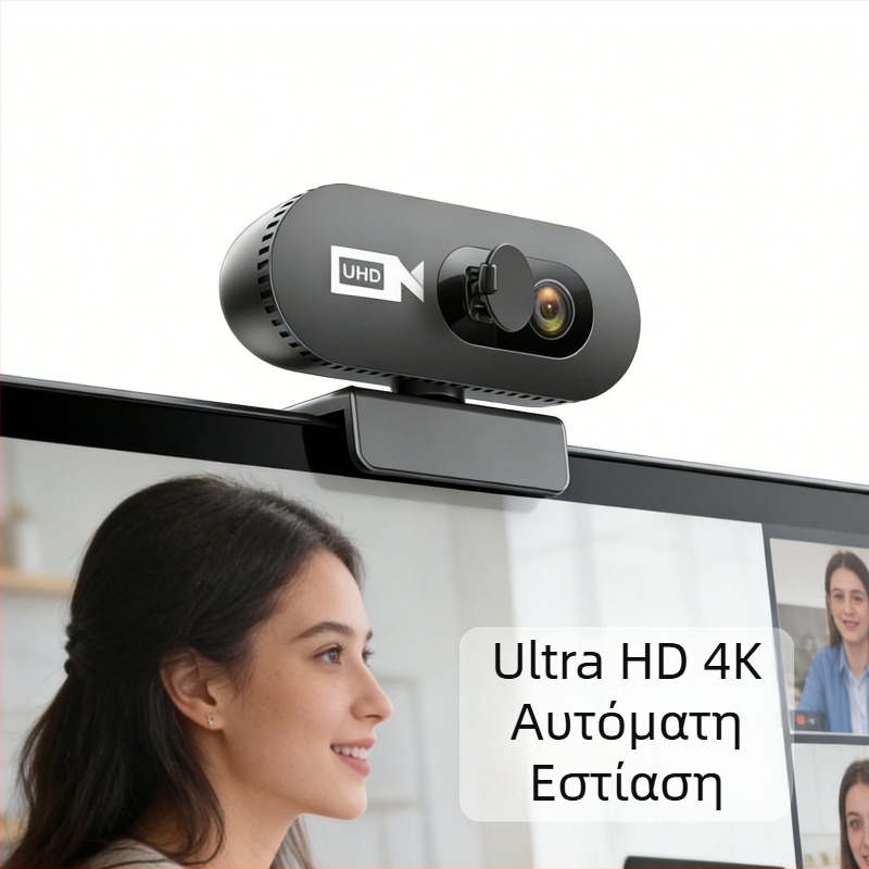 Κάμερα web UHD 4K με αυτόματη εστίαση, ενσωματωμένο μικρόφωνο και κάλυμμα ιδιωτικότητας