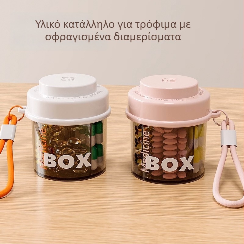 Φορητός οργανωτής φαρμάκων με τέσσερις σφραγισμένες θήκες για εβδομαδιαία χρήση