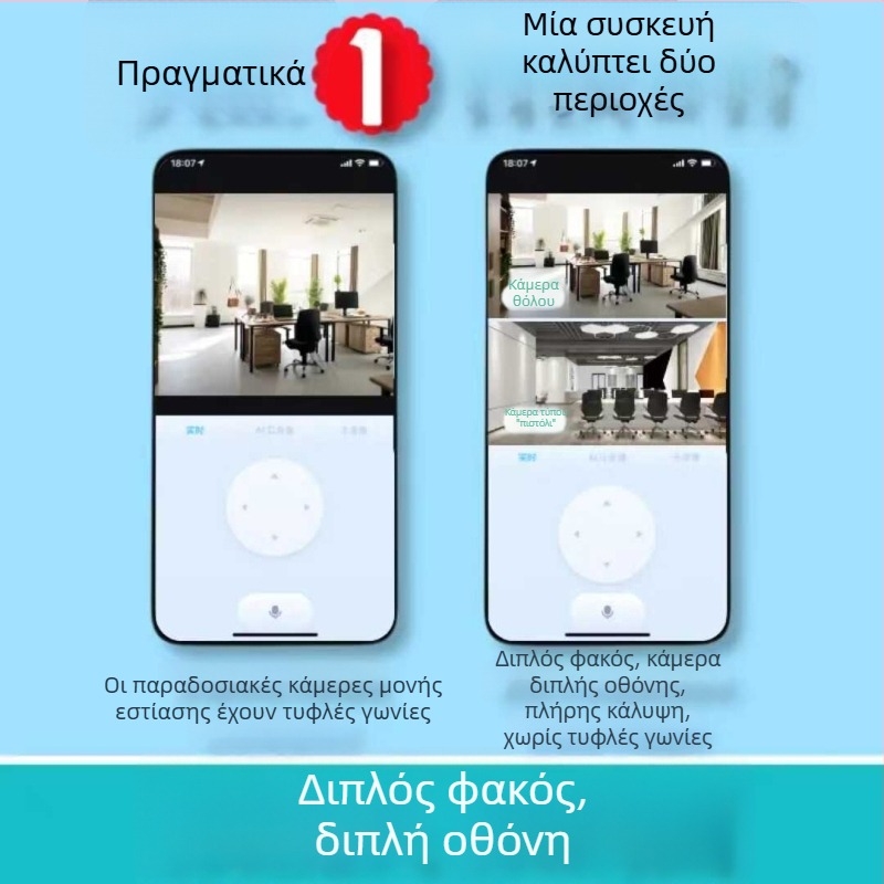 Ασύρματη κάμερα Wi-Fi 5MP με διπλό προβολέα, HD έγχρωμη νυχτερινή λήψη, ειδοποίηση ήχου και φωτός, παρακολούθηση, θύρα δικτύου