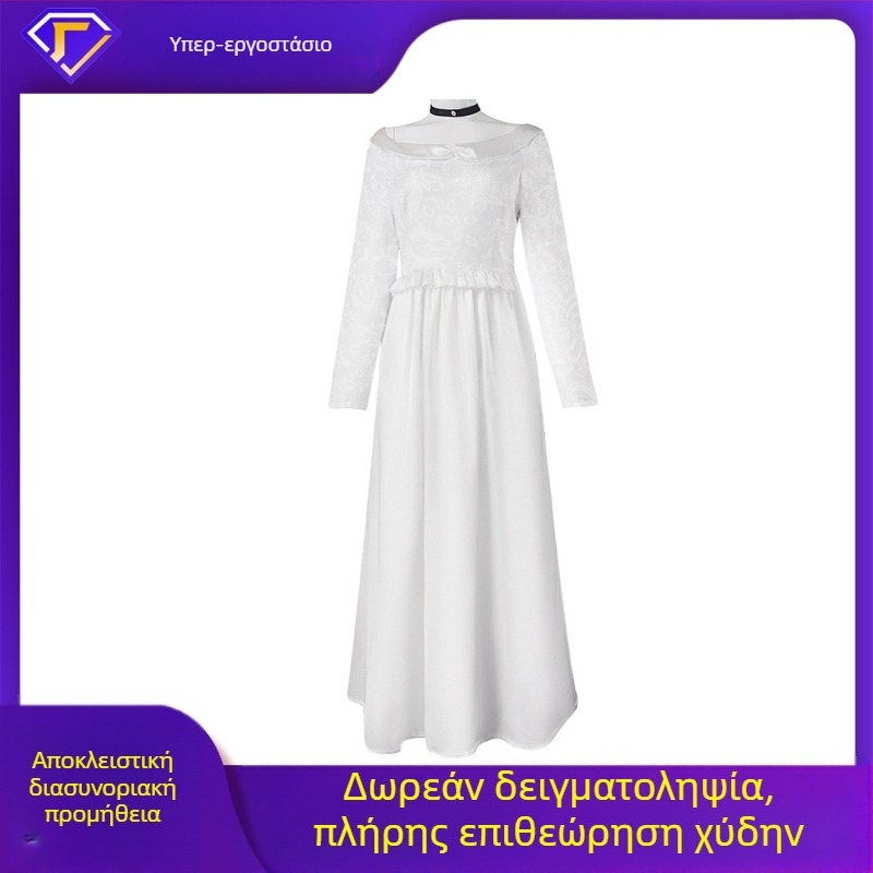 Λευκό φόρεμα νύφης-φάντασμα για cosplay και παράσταση
