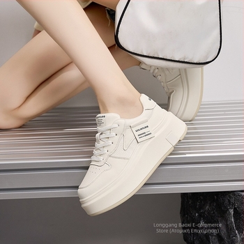 Γυναικείες λευκές αθλητικές sneakers με χοντρή σόλα, κορδόνια, Panda στυλ, ελαφριές και διαπνέουσες, πολυχρηστικά καθημερινά παπούτσια, 2025 νέο μοντέλο