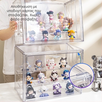 PET κουτί αποθήκευσης και προβολής blind box με μαγνητικό διαφανές καπάκι κατά της σκόνης — επιτραπέζιο σταντ προβολής για φιγούρες