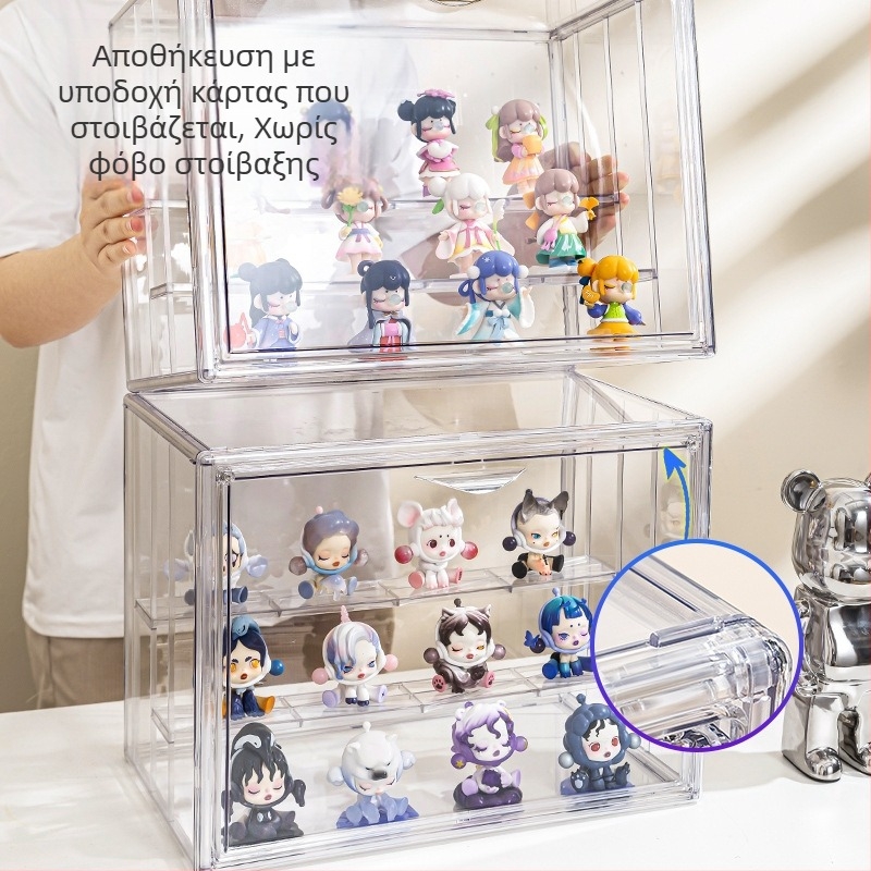 PET κουτί αποθήκευσης και προβολής blind box με μαγνητικό διαφανές καπάκι κατά της σκόνης — επιτραπέζιο σταντ προβολής για φιγούρες
