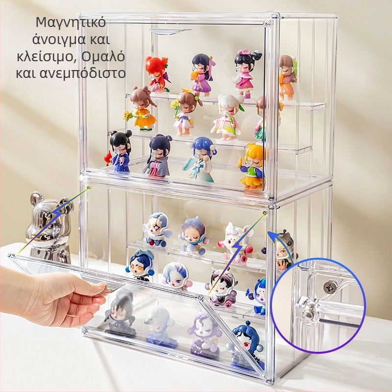 PET κουτί αποθήκευσης και προβολής blind box με μαγνητικό διαφανές καπάκι κατά της σκόνης — επιτραπέζιο σταντ προβολής για φιγούρες