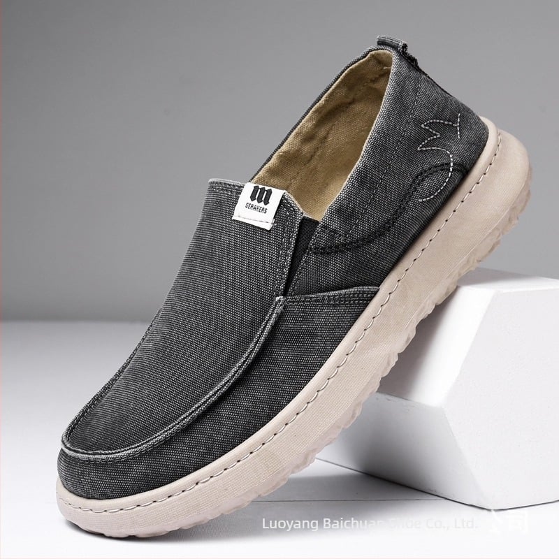 Ανδρικά υφασμάτινα παπούτσια με ραφή, σλιπ-όν, διαπνέοντα, πλενόμενη μαλακή σόλα, αντιολισθητικά, άνετα παπούτσια σε στυλ dad shoes