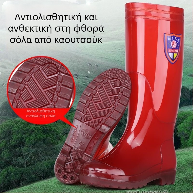Ανδρικά γαλότσες από καουτσούκ με επένδυση φλίς και αντιολισθητική φαρδιά σόλα