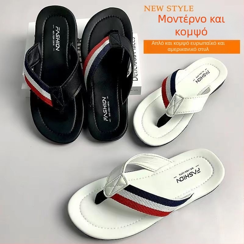 Ανδρικές ελαφριές σαγιονάρες καλοκαιριού, εξωτερικού χώρου, με επάνω μέρος από μικροϊνών δέρμα, ανοιχτό δάχτυλο, μόδα 2025