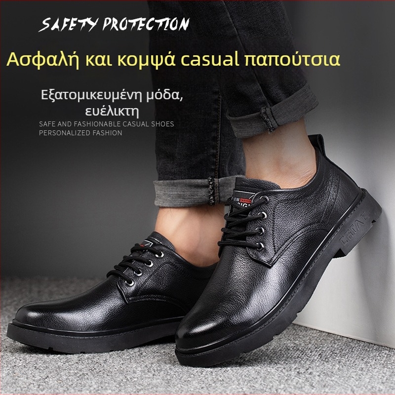 Ανδρικά παπούτσια ασφαλείας για όλες τις εποχές, με μεταλλικό καπάκι δακτύλου, διαπνέοντα, άνετα, μαλακή σόλα, ανθεκτικά, αντι-χτύπημα και αντι-τρύπημα, αντιολισθητικά