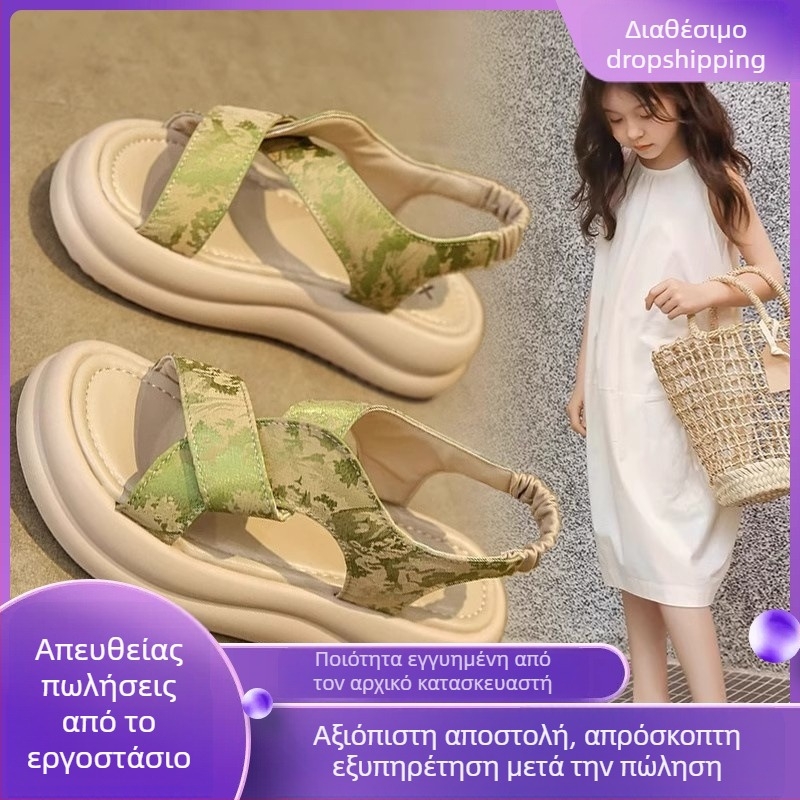 Κοριτσίστικα σανδάλια με φαρδιά σόλα, καλοκαίρι 2025, αθλητικά παραθαλάσσια σανδάλια, ρωμαϊκού στυλ για καθημερινή χρήση