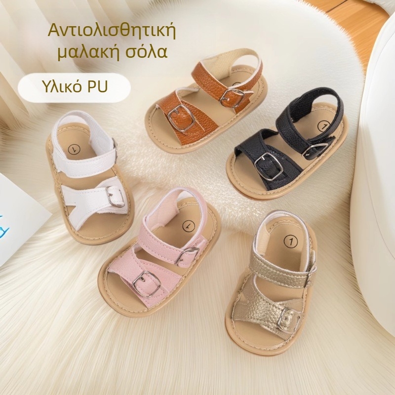Unisex βρεφικά σανδάλια με διπλά Velcro, καουτσούκ σόλα, αντιολισθητικά για πρώτους βηματισμούς