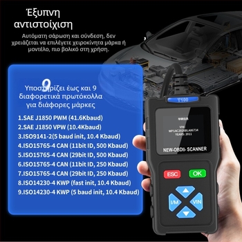 Τ100 εργαλείο διάγνωσης βλαβών αυτοκινήτου OBD2 με σαρωτή ELM327
