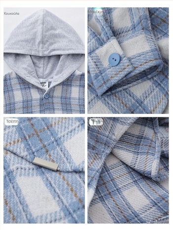 Savage Base Αντρικό πουκάμισο-ζακέτα με κουκούλα, καρό με αντίθεση, εφέ δύο τμημάτων, αμερικάνικο ρετρό βουρτσισμένο ύφασμα, φθινοπωρινό-χειμερινό