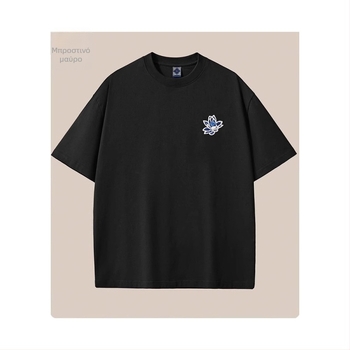 Καλοκαιρινή ανδρική κοντομάνικη T-shirt από 100% βαμβάκι, 260 g βαρύτητας, κινέζικου στυλ με κέντημα Φοίνικα, χαλαρή γραμμή, μεγάλο μέγεθος