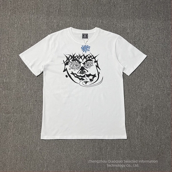 ADWYSD Ανδρική χαλαρή κοντομάνικη T-shirt με στρογγυλή λαιμόκοψη - δρόμος hip-hop στυλ, εκτύπωση λογότυπου, 91-95% βαμβάκι, 180-250 g, Άνοιξη 2024