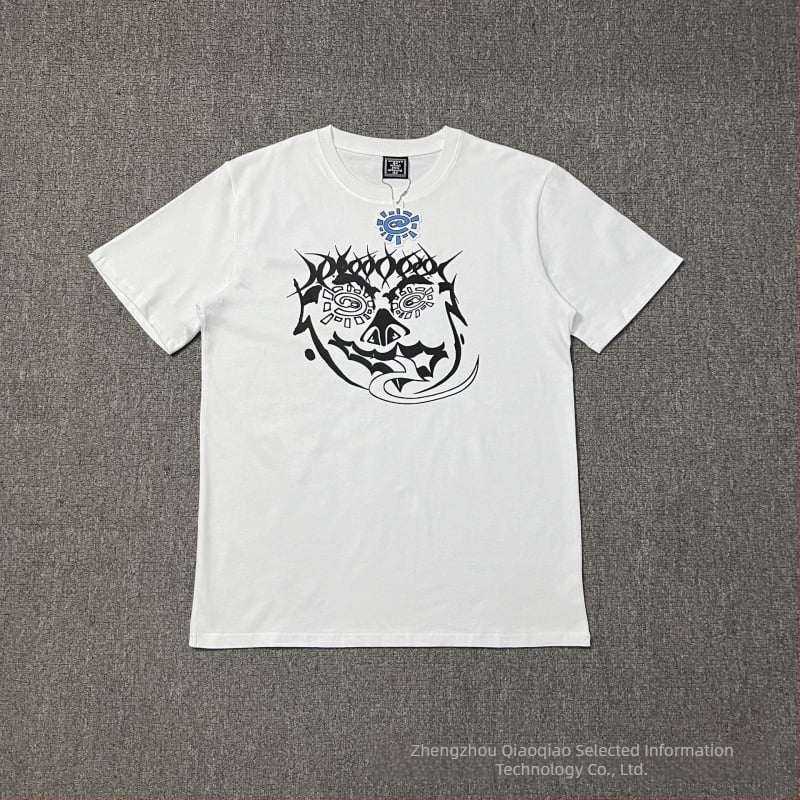 ADWYSD Ανδρική χαλαρή κοντομάνικη T-shirt με στρογγυλή λαιμόκοψη - δρόμος hip-hop στυλ, εκτύπωση λογότυπου, 91-95% βαμβάκι, 180-250 g, Άνοιξη 2024