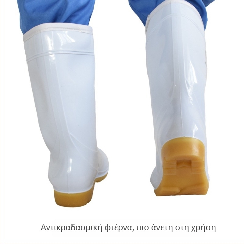 Λευκές βαμβακερές μπότες βροχής, ανθεκτικές σε λιπαρά, αντιολισθητικές, κατάλληλες για βιομηχανία τροφίμων, αδιάβροχες, ζεστές με επένδυση από βαμβάκι, υψηλού ύψους