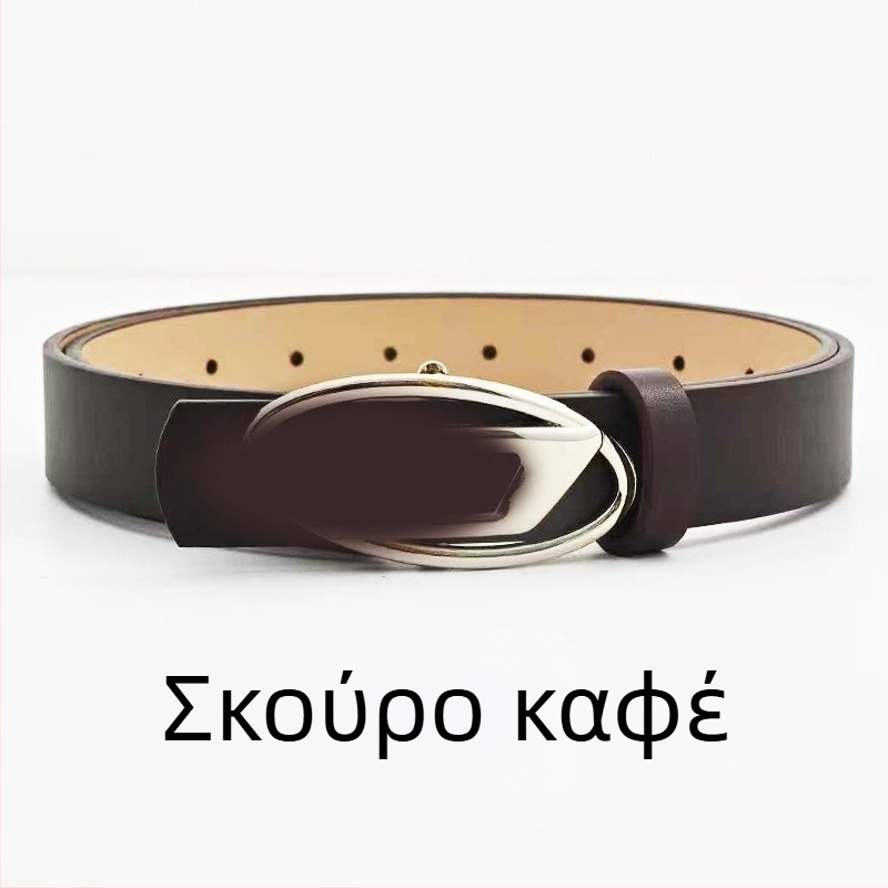 Γυναικεία ζώνη σε κορεατικό στιλ με αγκράφα σε σχήμα D, μαύρη, υψηλής ποιότητας σχεδίαση, κατάλληλη για τζιν
