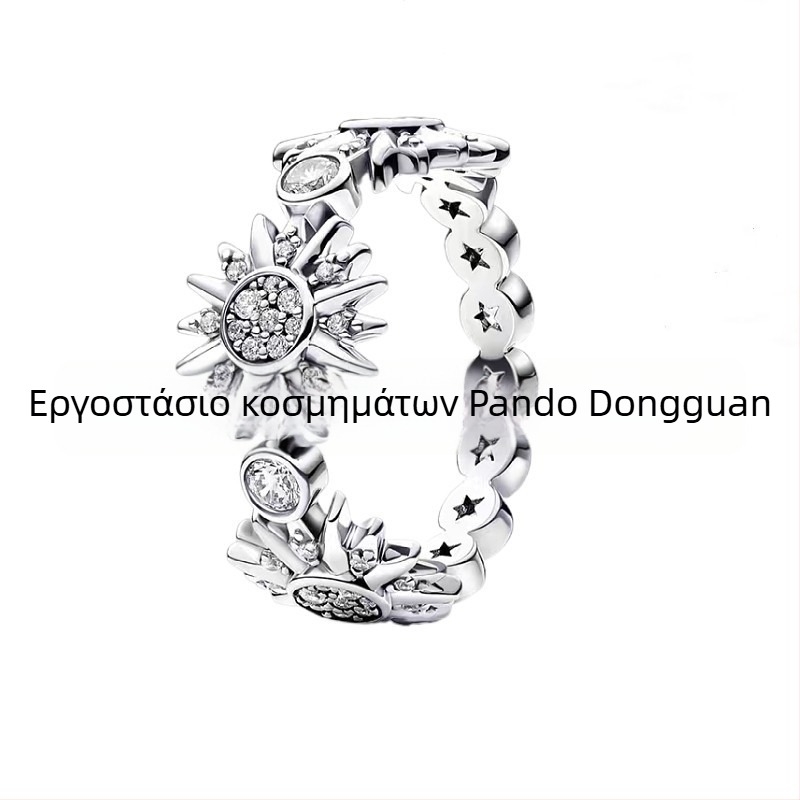 Panjia δαχτυλίδι με ηλιοτρόπιο και φεγγάρι, unisex για ζευγάρια, κοσμήματα υψηλής ποιότητας σε στυλ Instagram, DIY αξεσουάρ