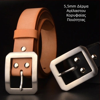 Ανδρική ζώνη από κορυφαίο δέρμα (top-grain saddle leather), αγκράφα από ανοξείδωτο ατσάλι με ακίδα, πλάτος 3,8 cm, για τζιν, σε μεγέθη plus