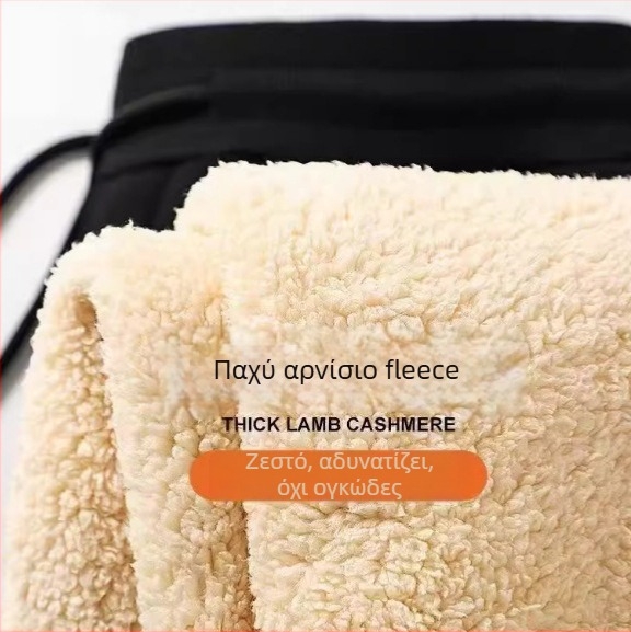 Ανδρικά παντελόνια φόρμας με επένδυση fleece, ζεστά και χοντρά, χαλαρή γραμμή με ελαστικές μανσέτες στον αστράγαλο, για φθινοπωρινό-χειμερινό