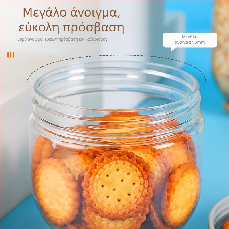 Κυκλικό διαφανές πλαστικό αεροστεγές δοχείο αποθήκευσης, 501-800 ml, για δημητριακά και σνακ στην κουζίνα