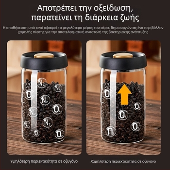 Δοχείο αποθήκευσης με κενού από γυαλί υψηλής αντοχής για δημητριακά, κόκκους καφέ και τσάι, χωρητικότητας 301–500 ml