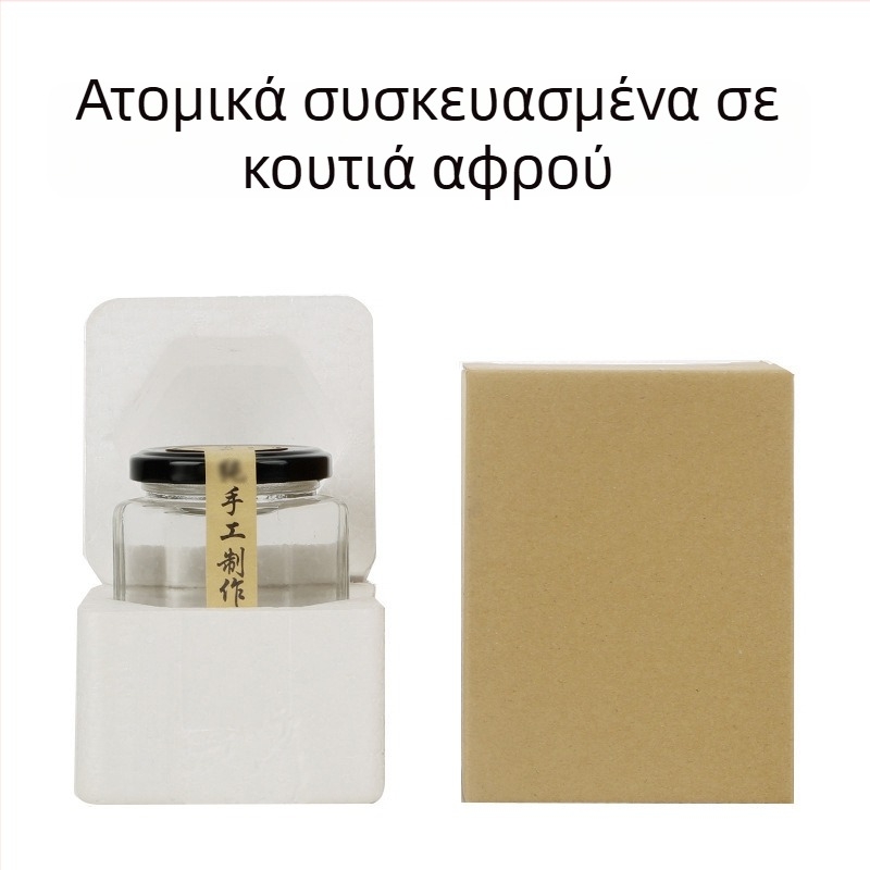 Κλειστό εξάγωνο γυάλινο βάζο μελιού, διαφανές βάζο ζελατινώδους μαρμελάδας για την κουζίνα, βάζο δοσομέτρησης μελιού