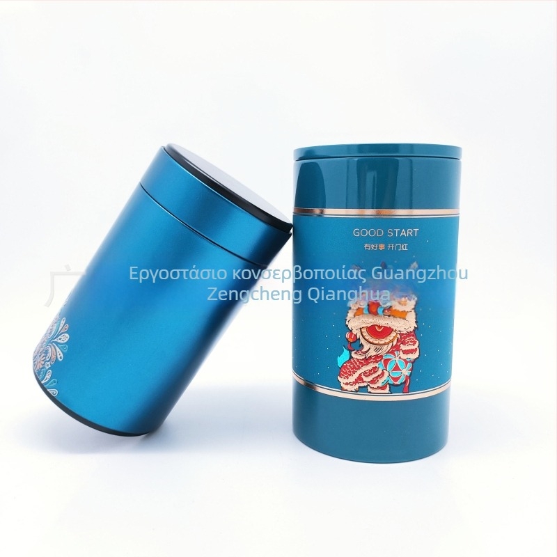 Κυκλικό μεταλλικό δοχείο για τσάι, 250 ml, σφραγισμένο μεταλλικό κουτί με ετικέτες, σετ δώρου