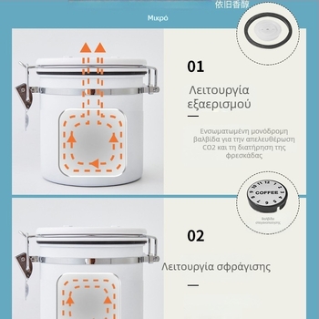 Αεροστεγής δοχείο για κόκκους καφέ με μονοκατευθυντικό εξαερισμό – αεροστεγής αποθήκευση κόκκων και αλεσμένου καφέ