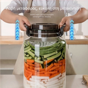Αεροστεγής πλαστικός βάζο τουρσί με λαβή – κατάλληλο για αποθήκευση τουρσιών και πικάντικων σαλτσών