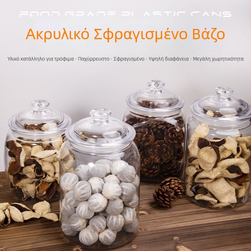 Ακρυλικό πλαστικό δοχείο τροφίμων με σφραγιζόμενο καπάκι, για αποξηραμένη φλούδα μανταρινιού και φαρμακευτικά βότανα