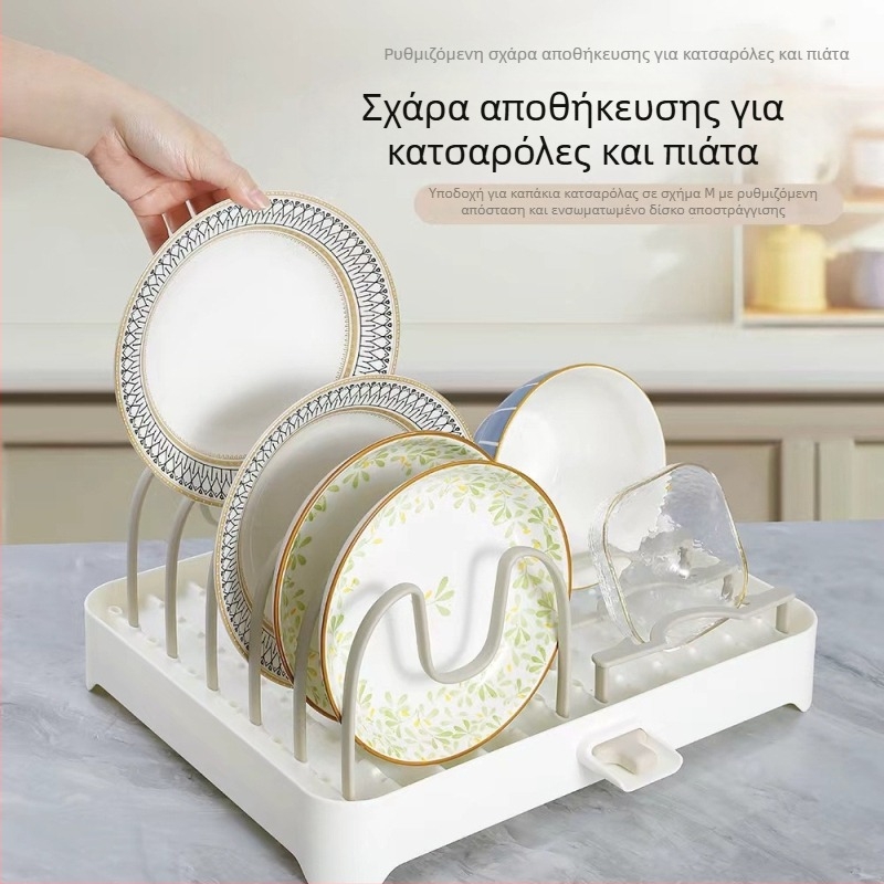 Διπλοδιαμερισματικό ράφι για πιάτα κουζίνας, αποσπώμενο τμήμα στράγγισης, πλαστικό δίσκος αποστράγγισης, σκανδιναβικό στυλ