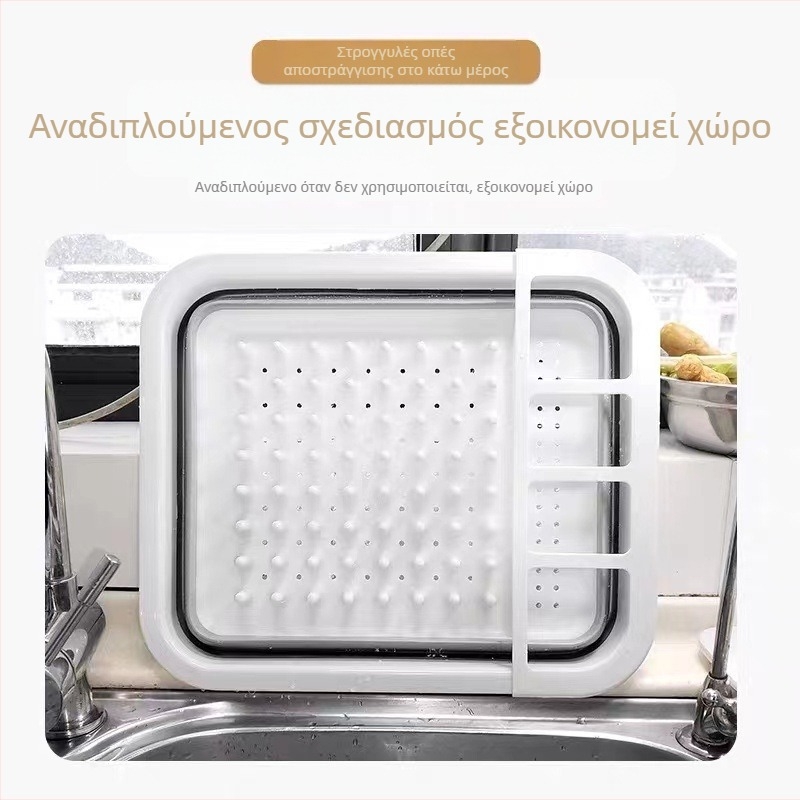 Αναδιπλούμενο ράφι πιάτων νεροχύτη για αποθήκευση μπολ, μαχαιροπίρουνα και πιάτων