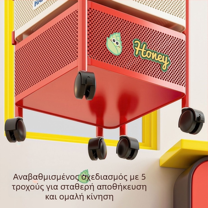 Ράφι κουζίνας για λαχανικά, περιστρεφόμενο και κινητό, με πολλαπλά ράφια αποθήκευσης και καλάθια λαχανικών