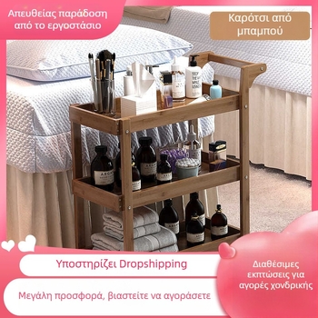 Ξύλινο καρότσι αποθήκευσης με ρόδες, πολλαπλών επιπέδων, για κουζίνα, μπάνιο και υπνοδωμάτιο