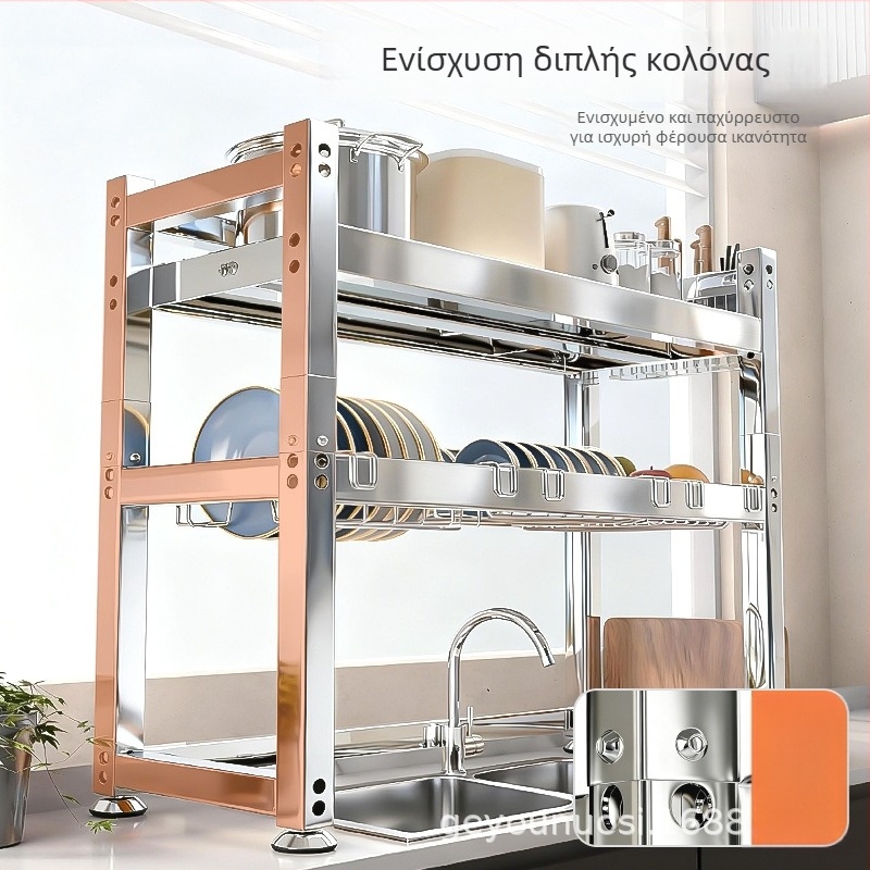 Θήκη για πιάτα από ανοξείδωτο χάλυβα 201, μεγάλη χωρητικότητα, μετακινούμενο ράφι για πιάτα και μπολ στον πάγκο