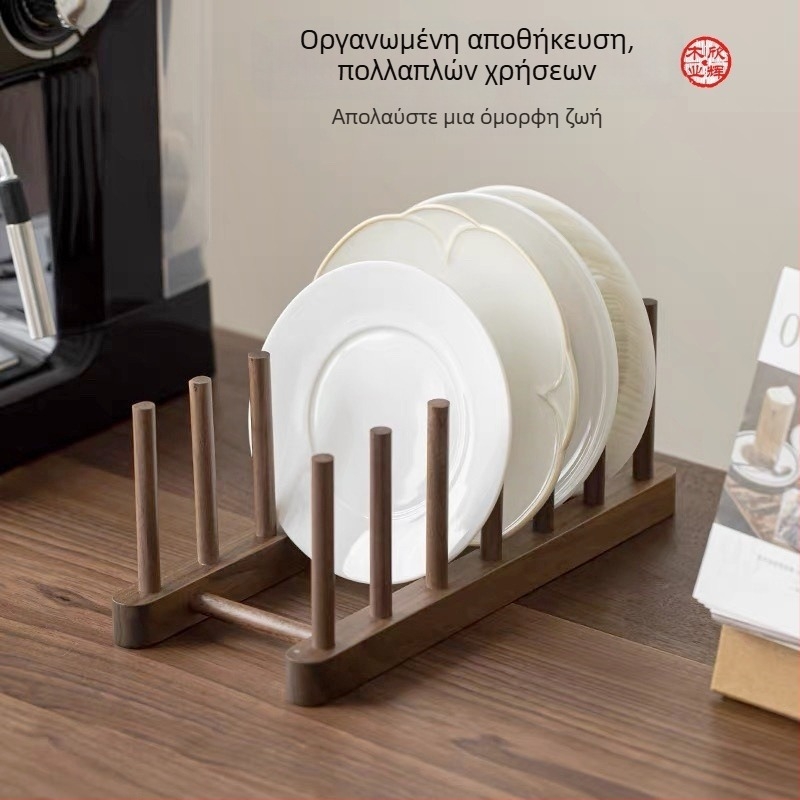 Ξύλινο ράφι αποστράγγισης πιάτων για οικιακή χρήση, συμπαγές ράφι κουζίνας για πιάτα, μπολ και μαχαιροπίρουνα