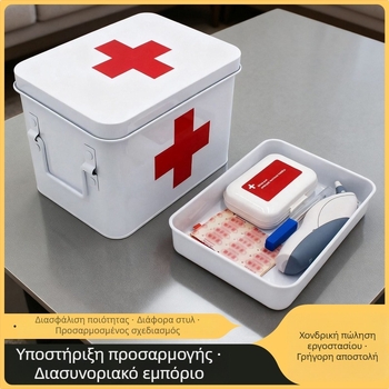 Οικιακό κιτ πρώτων βοηθειών με δίσκο, πολυεπίπερη φορητή μεταλλική θήκη φαρμάκων για παιδιά