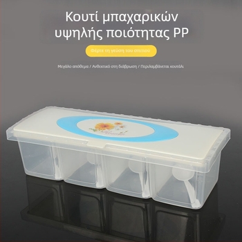 Πλαστικό πολυλειτουργικό κουτί μπαχαρικών με τρία ή τέσσερα διαμερίσματα — αξεσουάρ κουζίνας, δημιουργική σχεδίαση