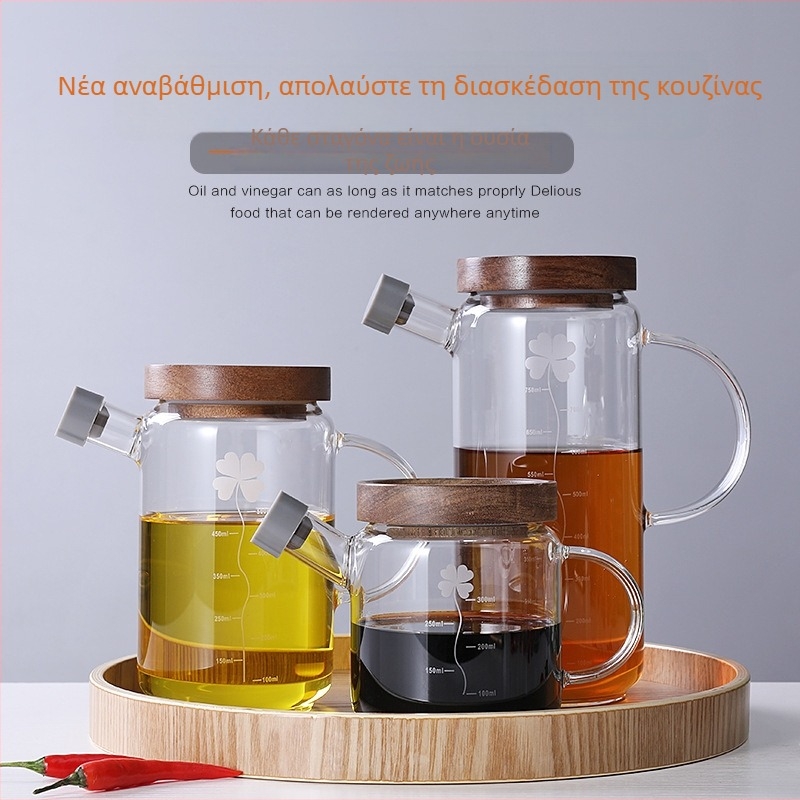 Γυάλινο μπουκάλι λαδιού με σφραγιζόμενο καπάκι, μεγάλη χωρητικότητα και ενδείξεις μέτρησης – λάδι, ξίδι και σάλτσες – κουζίνα