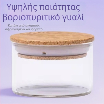 Φορητό γυάλινο δοχείο αποθήκευσης τσαγιού με καπάκι από μπαμπού, σφραγιζόμενο
