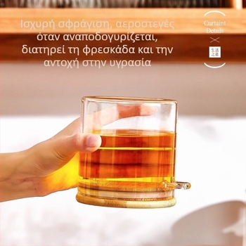 Διαφανές γυάλινο βάζο αποθήκευσης με ξύλινο κουταλάκι, αεροστεγές, για τσάι, μπαχαρικά και κόκκους καφέ