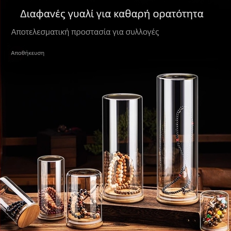 Βουδιστικά χάντρες με βραχιόλι από καρύδι — γυάλινο μπουκάλι με φλούδα μανταρινιού, χειροποίητο εκθετήριο για αρωματικό ξύλο και σφραγισμένο γυάλινο δοχείο αποθήκευσης