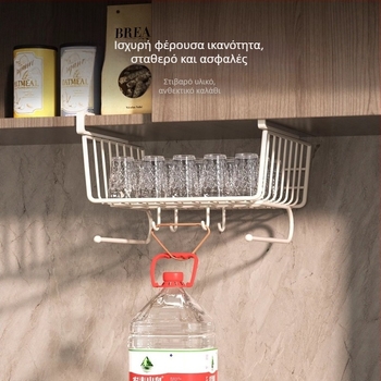 Ράφι αποθήκευσης για κουζίνα με στρώσεις, κρεμαστό ντουλάπι και θήκη χαρτοπετσετών