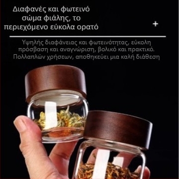 Διαφανές γυάλινο δοχείο αποθήκευσης, ιαπωνικού στυλ, με καπάκι από ξύλο ακακίας για κουζίνα, κατάλληλο για βούδιστικα χάνδρα